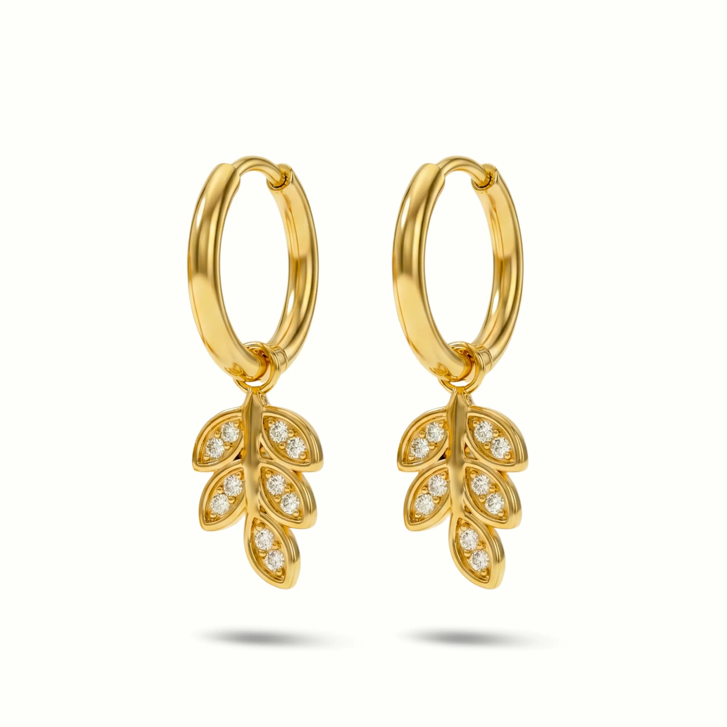 Glinting Leaf Hoop Earrings Glinting Leaf Hoop Earrings - Image 1