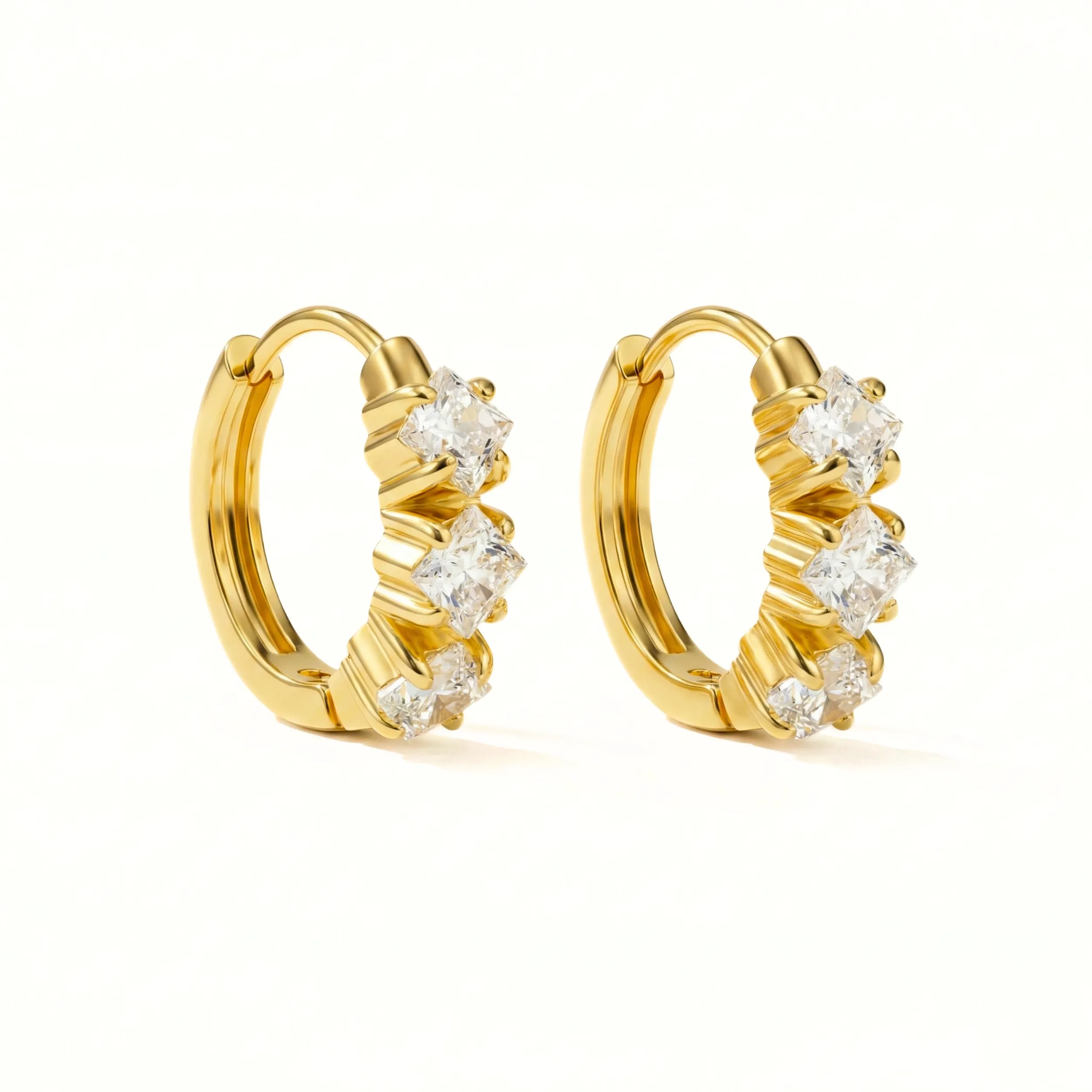 Gold Stone Hoop Earrings Gold Stone Hoop Earrings - Image 1