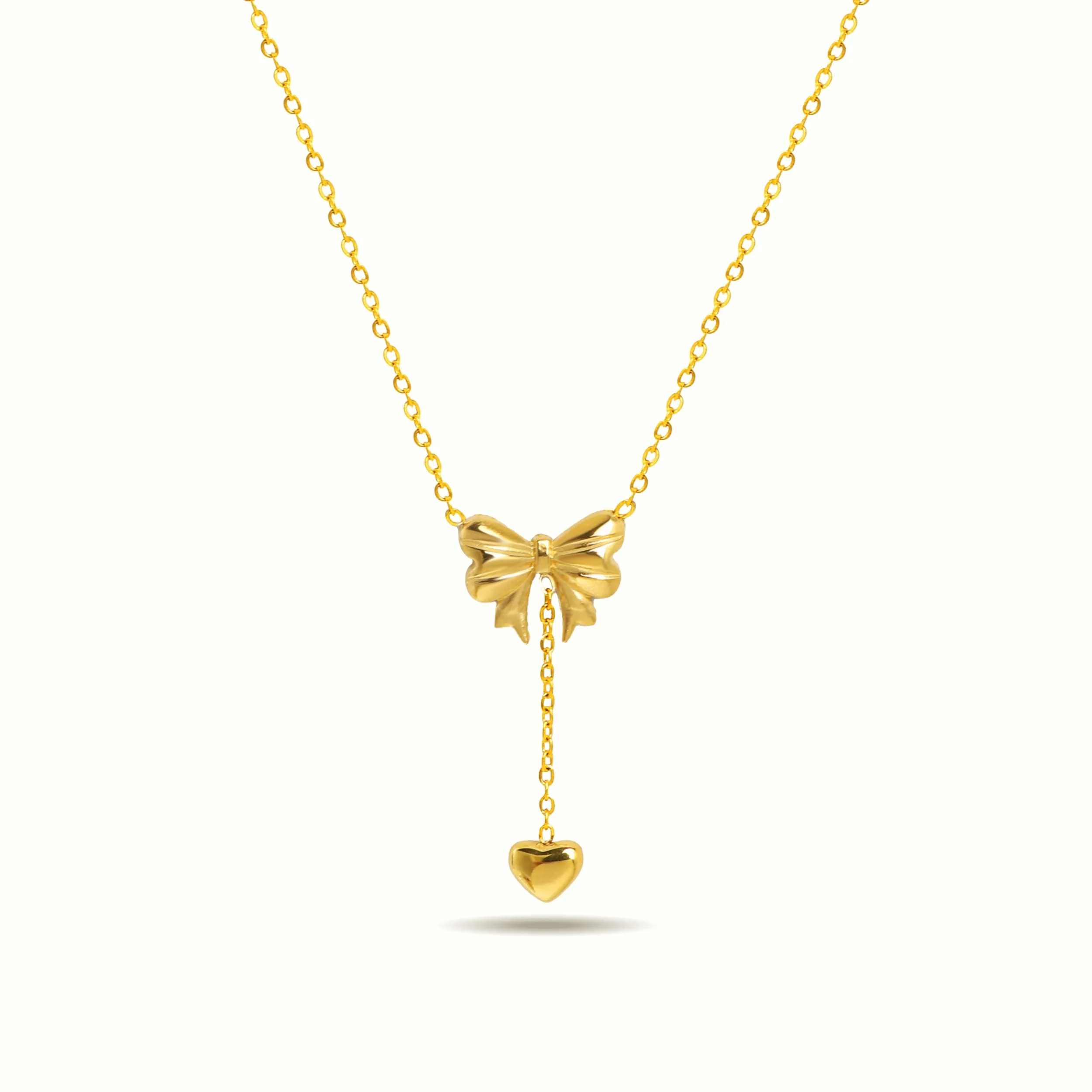 Golden Bow Love Drop Necklace Golden Bow Love Drop Necklace - Image 1